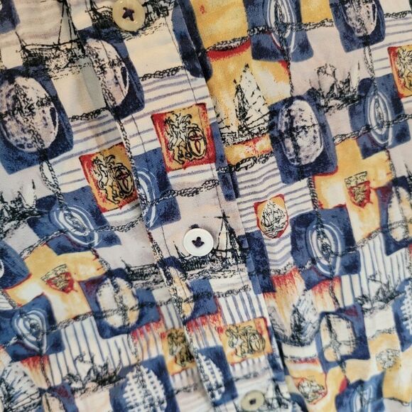 Links Mens Button Up Shirt Nautical Beachy Summer Size Large‎ L Colorful - Picture 4 of 6